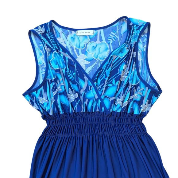 Jon & Anna Floral Smocked Tropical Maxi Dress 2X Blue Gray - Picture 2 of 16